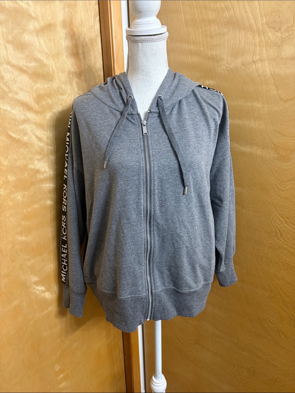 Michael Michael Kors Grey Long Sleeve Zip Up Lightweight Hooded Sweatshirt 1X